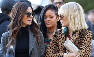 Sandra Bullock, Rihanna et Cate Blanchett sur le tournage de «Ocean's Eight» à New York (Etats-Unis) le 7 novembre 2016.