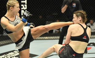 Manon Fiorot (à g.) contre l’Américaine Victoria Leonardo, le 20 janvier à Abu Dhabi