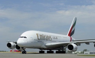 Un A380 d'Airbus de la compagnie Emirates