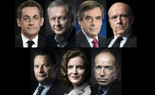 Nicolas Sarkozy, Bruno Le Maire, François Fillon, Alain Juppé, Jean-Frédéric Poisson, Nathalie Kosciusko-Morizet et Jean-François Copé sont les candidats à la primaire de la droite et du centre.