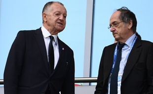 Jean-Michel Aulas et Noël Le Graët lors du match France-Australie en Coupe du monde, le 16 juin 2016.