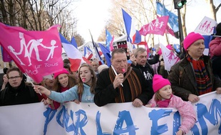Des partisans de la Manif pour tous défilent le 2 février 2014 à Paris.