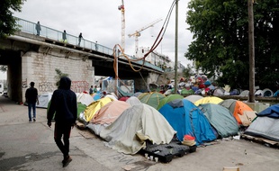 Le camp de migrants d'Aubervilliers, le 17 juillet 2020.