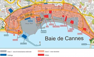 Plan téléchargeable sur www.cannes.frZone sécuriséeParkingsZone de sécurisation renforcéeHôtels