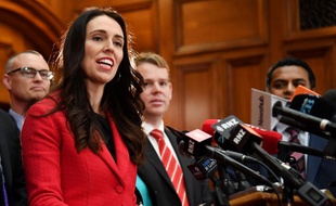 Jacinda Ardern, le 1er août 2017 alors qu'elle vient d'être élue cheffe de file du parti travailliste.