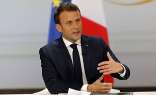 Emmanuel Macron, en conférence de presse dans la salle des fêtes de l'Elysée, le 25 avril 2019.