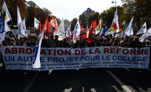 Manifestation contre la réforme du collège le 10 octobre 2015 à Paris