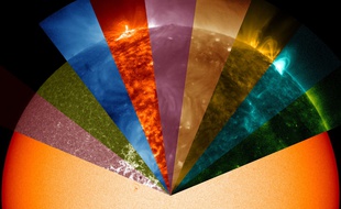Illustration: neuf longueur d'ondes de lumière différentes du Soleil.