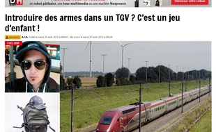 Capture d'écran du site dhnet.be: Un journaliste a pris le TGV avec une arme factice dans son sac.