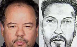 Une photo d'Ariel Castro, soupçonné d'avoir kidnappé et séquestré pendant 10 ans trois jeunes filles à Cleveland (gauche) et un portrait-robot du FBI d'un suspect, en 2004.
