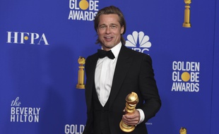Brad Pitt, meilleur acteur dans un second rôle, aux Golden Globes le 5 janvier 2020.