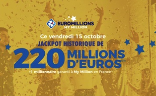 La FDJ remet en jeu son jackpot historique de 220 millions d'euros ce vendredi 15 octobre.