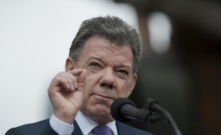 Le président colombien Juan Manuel Santos lors d'un discours dans une école militaire à Bogota, le 3 juin 2015