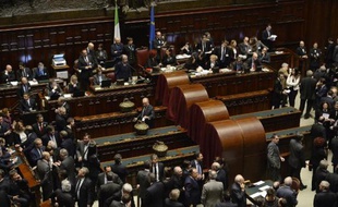 Le Parlement italien lors du 4e tour de vote pour élire le président, le 31 janvier 2015 à Rome