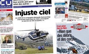 La Une des quotidiens français le 25 mars 2015.