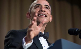 Le président américain Barack Obama lors d'un dîner à Washington, le 30 avril 2016