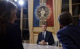 Le Président Emmanuel Macron lors de son interview télévisée sur TF1 le 15 octobre