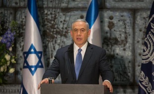 Benjamin Netanyahu fait un discours après avoir été officiellement chargé de former un nouveau gouvernement israélien, le 25 mars 2015 à Jérusalem