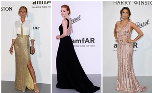 Uma Thurman en Armani, Jessica Chastain en Prada et Eva Longoria en Elie Saab à Cannes le 25 mai 2017.