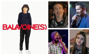 La pochette de l'album de reprises «Balavoine(s)», Florent Pagny, Emmanuel Moire, Féfé et Marina Kaye.