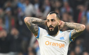 Kostas Mitroglou a trouvé le poteau lors de la finale de la Ligue Europa contre l'Atletico Madrid, le 16 mai 2018.
