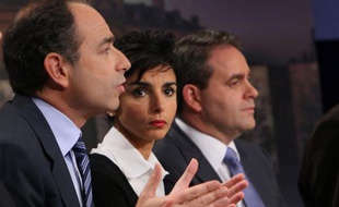 Jean-François Copé, Rachida Dati et Xavier Bertrand, le 16 mars 2008 sur un plateau de TF1.