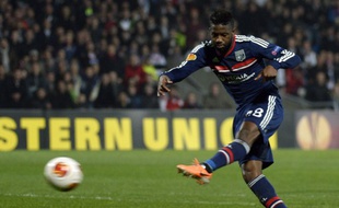 Arnold Mvuemba lors du 8e de finale aller de Ligue Europa face au Viktoria Plzen