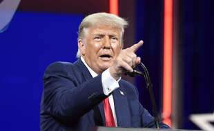 Donald Trump lors de son discours à la conférence conservatrice CPAC, à Orlando en Floride le 28 février 2021.