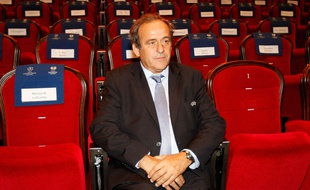 Michel Platini au tirage au sort de la Ligue Europa le 28 août 2015.