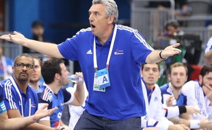 Claude Onesta visiblement pas très content, lors du Mondial de handball 2015 au Qatar.