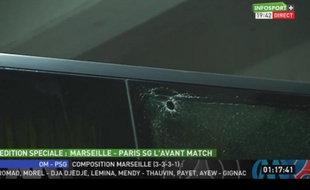 Le bus du PSG a été caillassé en arrivant au Vélodrome avant OM-PSG, le 5 avril 2015.