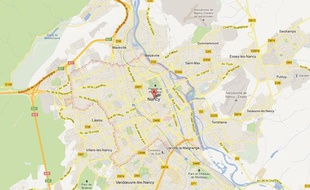 Google Map de Nancy (Meurthe-et-Moselle).