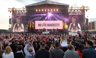 Ariana Grande en concert à Manchester, le 4 juin 2017.