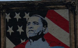 Tag de Barack Obama représenté en superman à Brooklyn