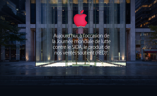 Ce 1er décembre, les Apple Store ont revêtu ce matin leur habit rouge.