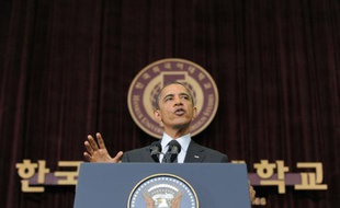 Le président américain Barack Obama, lors d'un discours sur la sécurité nucléaire à Séoul, en Corée du Sud, le 26 mars 2012