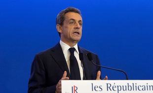 Nicolas Sarkozy, président du parti Les Républicains, le soir du premier tour des régionales au QG du parti, le 6 décembre 2015 à Paris.
