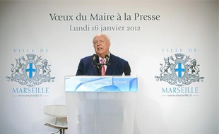 Le maire de Marseille, Jean-Claude Gaudin, hier lors de ses vœux à la presse.
