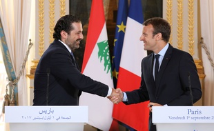 Le 1 septembre 2017, Emmanuel Macron et Saad Hariri à Paris. AFP PHOTO / Ludovic MARIN