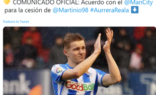 Le tweet de la Real Sociedad annonçant le prêt d'Odegaard à City.