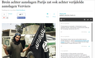 Capture d'écran du site du journal belge De Standaard. Cette photo de propagande d'Abdelhamid Abaaoud a été diffusée par Daesh.