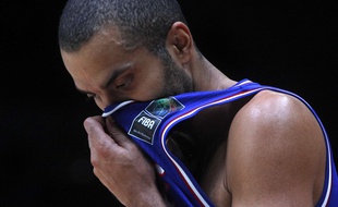 Tony Parker grimace lors de la défaite de l'équipe de France face à l'Espagne en demi-finale de l'Eurobasket 2015, le 17 septembre 2015.