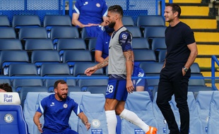 Olivier Giroud remplaçant lors de Chelsea-Liverpool, le 20 septembre 2020.