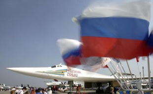Un bombardier Tupolev TU-160 au salon de l'aviation de Zhukovsky près de Moscou en 2007.