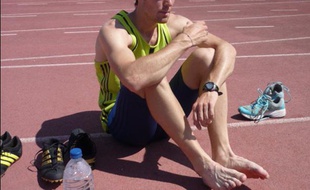 Le champion de France 2009 du 800m Jeff Lastennet se prépare à l'Insep pour les Mondiaux d'athlétisme de Berlin, le 6 août 2009.