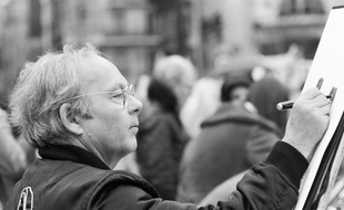 Le caricaturiste Siné à Paris en 1984
