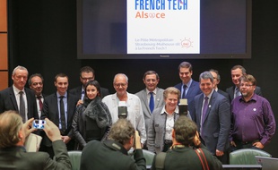 Strasbourg le 27 janvier 2015. candidature du pôle métropolitain Strasbourg Mulhouse pour le Label French Tech en présence des porteurs du projet comme Robert Herrmann, Jean Rottner, le professeur Marescaux, à l'IRCAD.