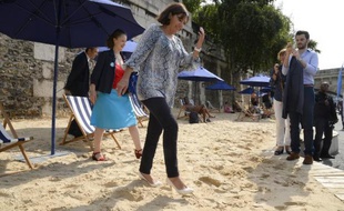 La maire de Paris Anne Hidalgo le jour de l'ouverture de la 13e édition de Paris plages le 19 juillet 2014