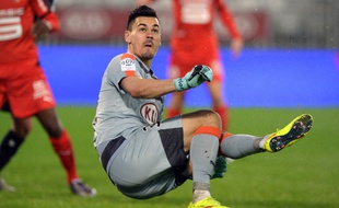 Jérôme Prior, lors de sa dernière titularisation avec les Girondins, le 31 janvier 2016 contre Rennes, à Bordeaux. AFP PHOTO / NICOLAS TUCAT