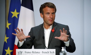Emmanuel Macron lors de la rencontre à l'Elysée avec les acteurs de la French Tech, le 14 septembre 2020.
